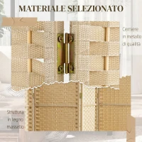 HOMCOM Paravento Divisorio da Interni Pieghevole a 6 Ante Intrecciato, 240x170 cm, Beige(m-6)