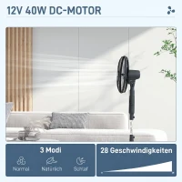 HOMCOM Staande ventilator stil met afstandsbediening, 3 modi, 28 snelheden, muggenwering & zwenkfunctie, Zwart(m-4)