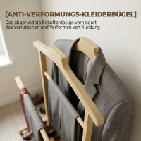 HOMCOM Bamboe kledingrek op wielen, compact, met hangers, ophangstangen, opbergvak en onderrek, eikenlook(m-7)