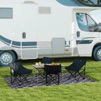 Outsunny Campingstoel, Opvouwbaar, Stalen Frame, Stofzitting, Draagtas, Zwart(m-9)