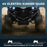 AIYAPLAY Kinder Quad Elektro 6V Kinderquad mit Vorwärts-, Rückwärtsfunktion, Musik, LED-Scheinwerfer Schwarz(m-4)