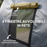 Outsunny Tenda per Garage da esterno con telo PE e struttura in metallo, 592x300x276 cm, Grigio scuro(m-5)