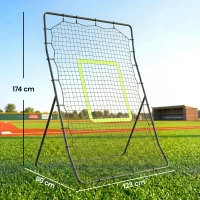 HOMCOM Baseball-Rückprallnetz, wetterbeständig, Metallrahmen, grüne Trefferzone, 174H x 123B x 90T cm(m-3)