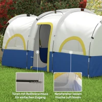 Outsunny familie-campingtent, 2 slaapkamers, centrale ruimte, waterdicht, blauw(m-5)