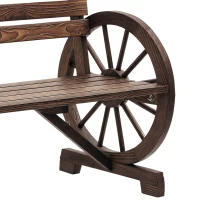 Outsunny tuinbank, ontwerp met wagenwiel, voor 2 personen, natuurlijk hout, donkerbruin, 105,5 x 56 x 79 cm(m-12)