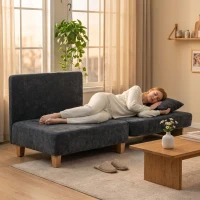 HOMCOM Fotel z funkcją spania 2-w-1 z funkcją łóżka, sofa rozkładana z 2 zmywalnymi poduszkami, boczne kieszenie do salonu, sypialni(m-8)