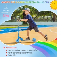 HOMCOM Monopattino per Bambini 3-7 Anni Pieghevole a 2 Ruote e Altezza Regolabile, 67x32x65-78 cm, Blu(m-8)