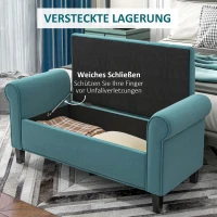 HOMCOM Sitzbank im Vintage-Design, Sitzbank mit Stauraum, Samtoptik, Grün(m-4)