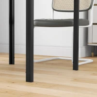 HOMCOM Modern Square Dining Table for 2-4 People, with Glass Top & Metal Legs, Black(m-8)