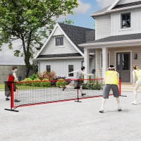 SPORTNOW Pickleball-Set mit Netz, Ständer, Bällen, Stahl, Kunststoff, Rot(m-10)