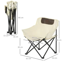Outsunny Campingstoel, opvouwbaar, stalen frame, stofzitting, draagtas, Wit(m-3)