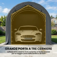 Outsunny Tenda per Garage da esterno con telo PE e struttura in metallo, 592x300x276 cm, Grigio scuro(m-6)