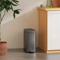 HOMCOM Metalen prullenbak, afvalbak, inhoud van 5 liter, met voetpedaal, met binnenemmer, grijs(m-2)