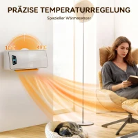 HOMCOM Wand Heizlüfter 2000W Keramik Wandheizgerät mit 3 Modi, LED-Display, Einstellbarer Thermostat, 24H-Timer Weiß(m-7)