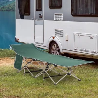 Outsunny Campingbed, campingbed, opvouwbaar, weerbestendig, incl. Draagtas, 190 cm x 68 cm x 52 cm, groen+beige(m-2)
