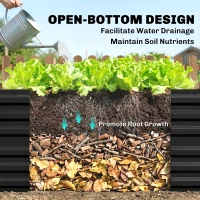 Outsunny Raised Beds for Garden, Galvanised Steel Outdoor Planters with Multi-reinforced Rods, 180 x 90 x 59 cm, Black(m-6)