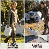Outsunny Chiuveta Portabila de Camping cu 2 roti, Rezervor de Apa de 17 litri, Rezervor de Sapun(m-7)