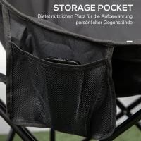 Outsunny Campingstoel, Opvouwbaar, Stalen Frame, Stofzitting, Draagtas, Zwart(m-5)