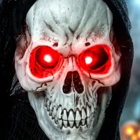 HOMCOM 183cm Life Size Animated Grim Reaper Halloween Decoration, Scary Halloween Animatronics Decor with Sound Touch Activated(m-10)
