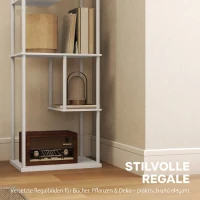 HOMCOM Stehlampe Stehleuchte mit Regalen, einstellbare Helligkeit & Farbtemperatur für Schlafzimmer, Büro, Wohnzimmer, Weiß(m-6)