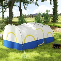 Outsunny familie-campingtent, 2 slaapkamers, centrale ruimte, waterdicht, blauw(m-9)