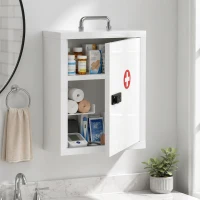 HOMCOM Armadietto medicinali da parete con serratura a combinazione e 3 livelli, bianco(m-2)