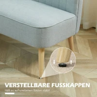 HOMCOM 2-Sitzer Sofa, weiche Polsterung, pflegeleichter Bezug, bis 220 kg, 117 x 56,5 x 77 cm, Hellgrün(m-7)