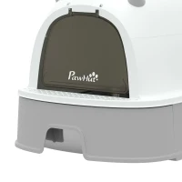 PawHut Kattenbak roestvrij staal met afneembaar deksel, schep & koolstoffilter voor kleine tot middelgrote katten, grijs(m-10)