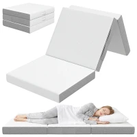 HOMCOM Matelas Pliable 195x75cm, 10cm, Housse Lavable, Idéal pour Invités/Camping(m-7)