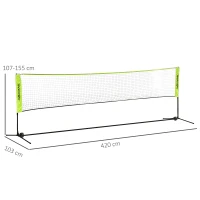 SPORTNOW Verstelbaar Badmintonnet 107-155 cm, voor Badminton, Tennis, Pickleball, Volleybal, incl. Tas(m-3)