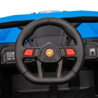 AIYAPLAY 12V Kinderauto met Afstandsbediening, Gordel, Claxon, LED-verlichting, USB-poort, voor 3-5 jaar, Blauw(m-10)