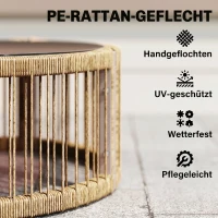 Outsunny Gartenmöbel Set 4-teilig Polyrattan Lounge-Set mit Zweisitzer 2 Sessel Glastisch Breitem & Tiefem Sitz Dicke Kissen(m-6)