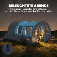 Outsunny Campingzelt bis 3 Pers., Familienzelt, separate Bereiche, wasserdicht, Grau/Blau(m-5)