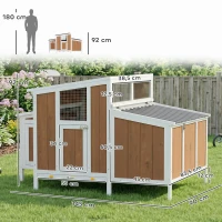 PawHut Gallinero para Exterior de Madera 145x90x92 cm para 2-4 Gallinas con Nido Casa Lateral Bandeja Extraíble Marrón Claro(m-3)