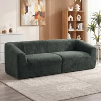 HOMCOM 3-Sitzer Sofa ohne Rahmen mit breiter Sitzfläche, dicker Polsterung, in Chenille, Dunkelgrün(m-2)