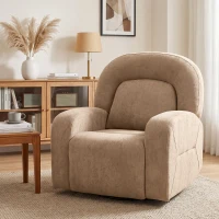 HOMCOM Relaxsessel, 360° Drehbarer Liegesessel mit Wolkenweichem Samtstoff, Breitem Sitz, für Wohnzimmer, Khaki(m-10)