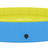 PawHut Foldable Dog Pool for Puppies and Ducks Dog Paddling Pool Bath Tub, Blue, 140 x 30cm(m-11)
