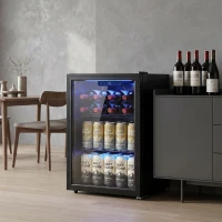 HOMCOM 70L Drinks Fridge, 70 Can Under Counter Freestanding Beer Fridge with LED Light(m-14)