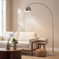 HOMCOM Lampada da terra ad arco con base in marmo 167 cm, argento(m-4)