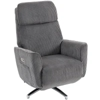 HOMCOM Relaxsessel Elektrisch Verstellbar Fernsessel mit Liegefunktion, 2 Motoren Drehbar TV Sessel mit USB-Anschluss(m-1)