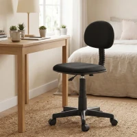 HOMCOM Fauteuil de bureau sans accoudoirs, réglable en hauteur, avec roulettes 360°, dossier bas, Noir(m-2)