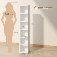 HOMCOM Bücherregal mit 6 Ablagen, freistehendes Regal für Wohnzimmer(m-3)