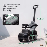 AIYAPLAY Land Rover Discovery Licensed Baby Push Car, 2-in-1 Ride on Car with Push Handle and Safety Guardrail, Black(m-3)