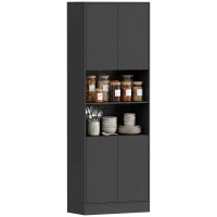 HOMCOM Vorratsschrank 170cm, Behälter mit verstellbarem Einlegeboden, Schwarze Holzoptik(m-8)