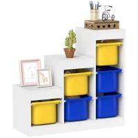 Aufbewahrungsmöbel für Kinder AIYAPLAY mit 6 herausnehmbaren Boxen, 3 Ebenen, 96 x 38,5 x 90, mehrfarbig(m-8)