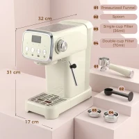 HOMCOM Piston-espressomachine 20 Bar met melkopschuimer en 1,2L afneembare watertank voor Espresso(m-3)