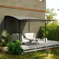 Outsunny Pavillon mit klappbarer Dacherweiterung wetterfest 3 x 2,5 m Dunkelgrau(m-10)