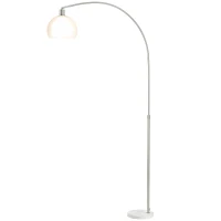 HOMCOM Lampada da terra curva con interruttore a pedale e base in marmo, bianco(m-7)