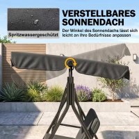 Outsunny Hollywoodschommel 3-zits tuinschommel schommelbank met dak 3 kleuren(m-4)