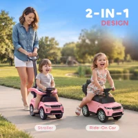AIYAPLAY Land Rover Discovery Licensed Baby Push Car, 2-in-1 Ride on Car with Push Handle and Safety Guardrail, Pink(m-4)
